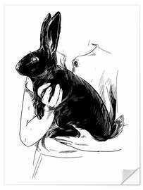 Muursticker The black rabbit