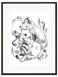 Gerahmter Kunstdruck Fuchskinder