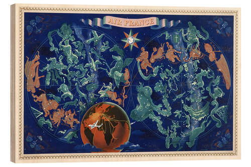 Wood print Celestial chart of the Constellations