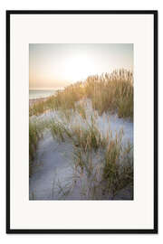 Gerahmter Kunstdruck Morgensonne in den Dünen auf Sylt