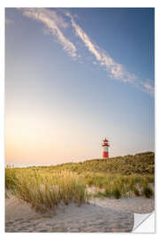 Selvklebende plakat Sunrise at the List-Ost lighthouse on Sylt