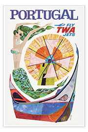 Póster  Portugal, Fly Twa Jets - Vintage Travel Collection