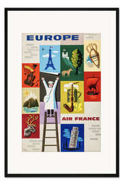 Gerahmter Kunstdruck Europa via Air France