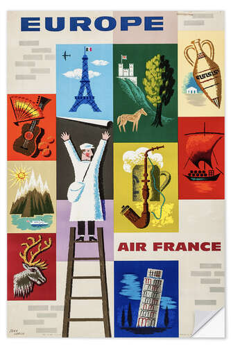 Wandsticker Europa via Air France