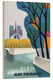 Tableau en bois Paris, Air France et Notre-Dame - Vintage Travel Collection
