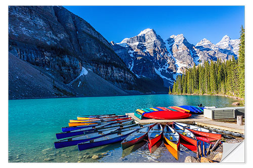 Vinilo para la pared Canoas en el lago Moraine, Canadá