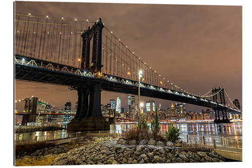 Tableau en plexi-alu Pont de Manhattan la nuit