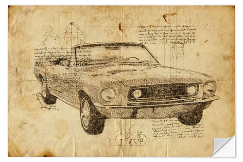 Vinilo para la pared Mustang vintage