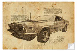 Selvklebende plakat Vintage Mustang II