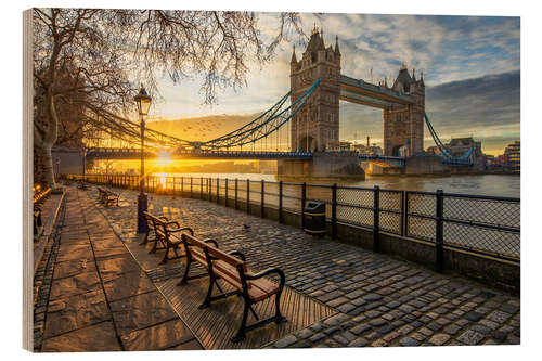 Tableau en bois Tower Bridge à Londres au lever du soleil