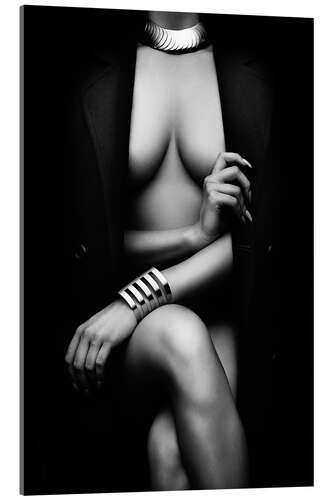 Acrylic print Female Nude with a Coat