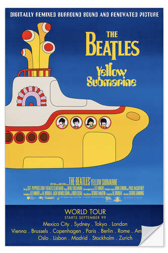 Selvklebende plakat The Beatles - Yellow Submarine