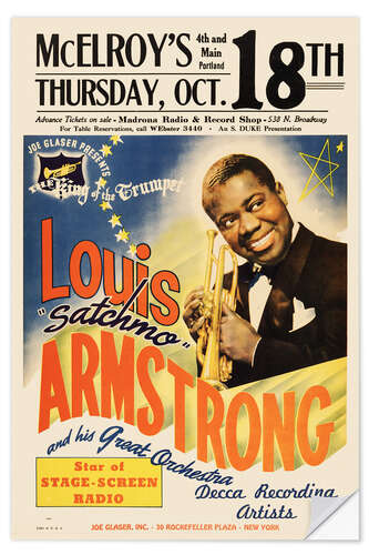 Selvklebende plakat Louis Armstrong Parker Auditorium