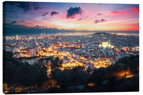 Canvastavla View over Barcelona