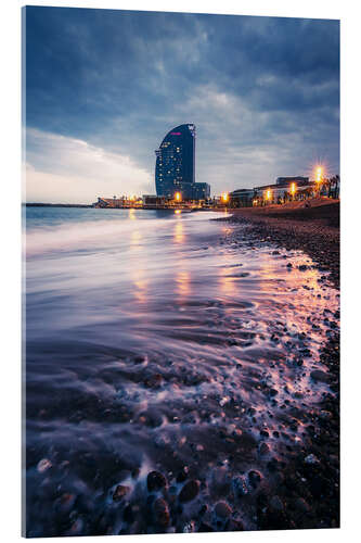Acrylic print Evening mood on the beach in Barcelona