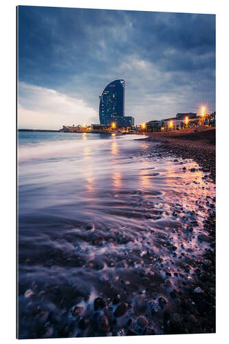 Tableau en plexi-alu Ambiance du soir sur la plage de Barcelone