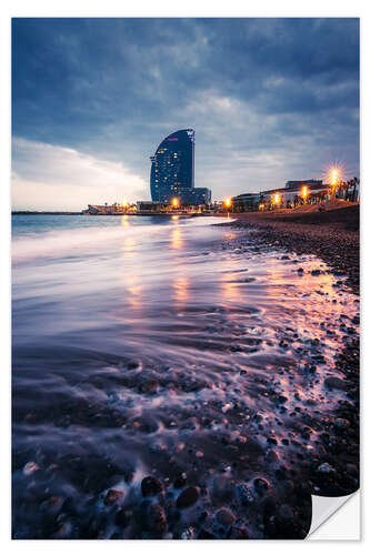 Naklejka na ścianę Evening mood on the beach in Barcelona