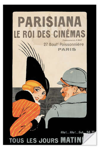 Selvklebende plakat Parisiana Le Roi des Cinémas