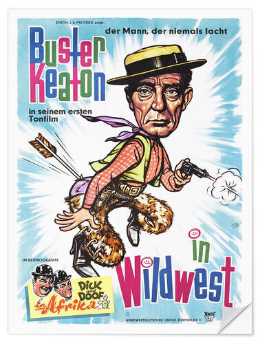 Selvklebende plakat Buster Keaton in Wild West