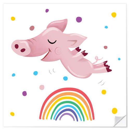 Naklejka na ścianę Rainbow Pig