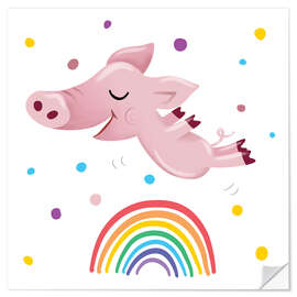 Naklejka na ścianę Rainbow Pig