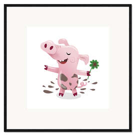 Ingelijste kunstdruk Lucky pig