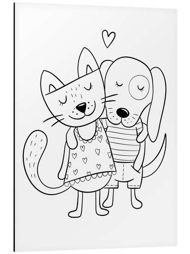 Aluminiumtavla Cat and dog lineart