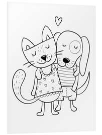 Stampa su PVC Lineart: cane e gatto