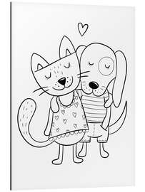 Magnettafel Katze und Hund Lineart