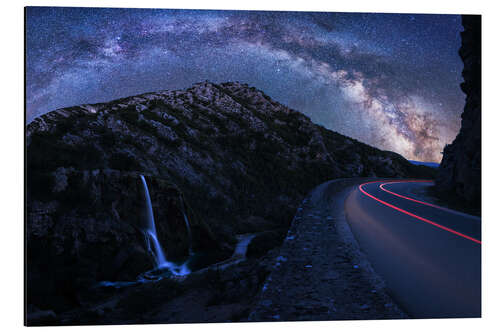 Aluminium print Milky Way over panoramic road