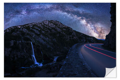 Vinilo para la pared Vía Láctea sobre carretera panorámica