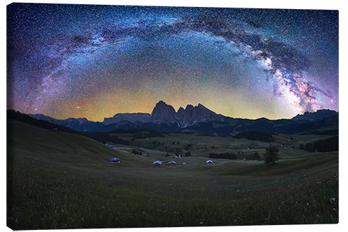 Canvas-taulu Milky Way, night sky in the Dolomites