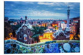 Magnettafel Barcelona, Park Güell zur Blauen Stunde