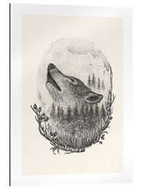 Gallery Print Wolf und Mond