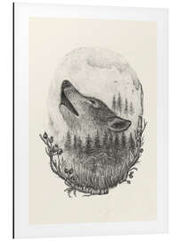 Magnettafel Wolf und Mond