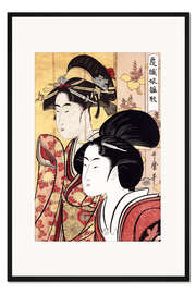 Gerahmter Kunstdruck Zwei Schönheiten mit Bambus