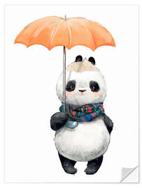 Naklejka na ścianę Panda bear with an umbrella