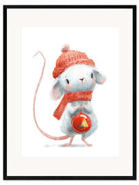 Framed art print Christmas mouse