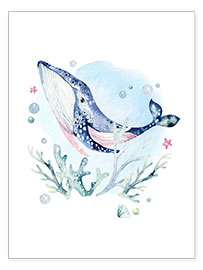 Wall print  Happy whale - Kidz Collection