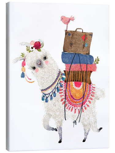 Canvastavla Llama with luggage