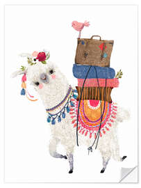 Muursticker Llama with luggage