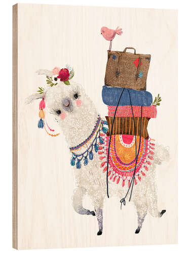 Print på træ Llama with luggage