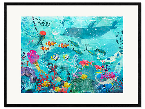 Impression artistique encadrée Monde sous-marin coloré
