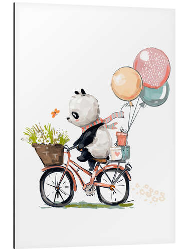 Aluminium print Panda on a Bike