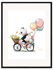 Framed art print Panda on a Bike
