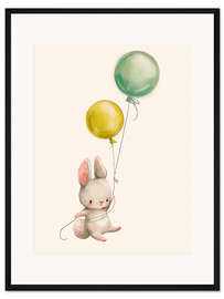 Gerahmter Kunstdruck Häschen mit Ballons
