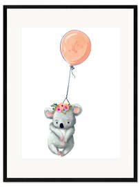 Inramat konsttryck Koala with balloon