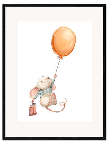 Framed art print Mouse with a Balloon