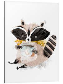 Magnettafel Waschbär mit Kaffee