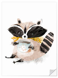 Wall sticker Raccoon with coffee - Eve Farb